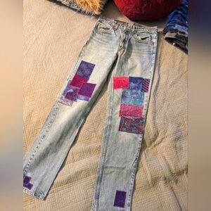 Levis 505 Patchwork & Embroidered Jeans Owned By Famous Rock Bassist